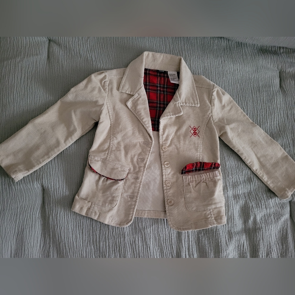IZOD Corduroy Jacket with Red Plaid Lining